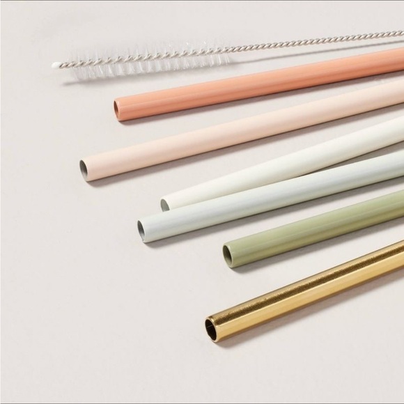 8" Reusable Metal Straws (Pack of 6) + Cleaning Straw - Hearth & Hand - Picture 3 of 3